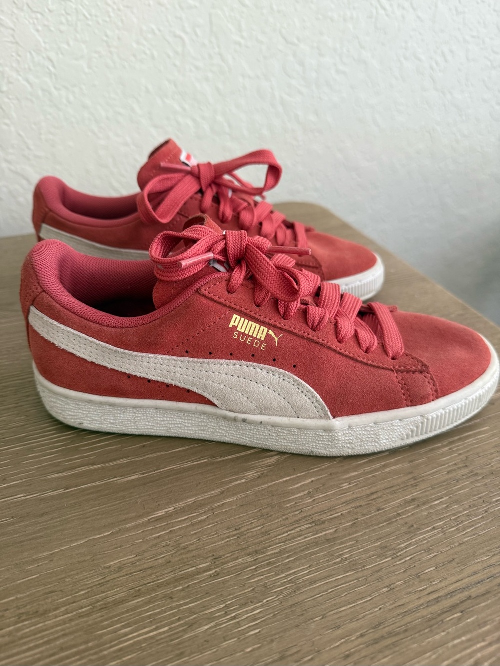 Puma Suede Women's Sneakers in Coral Red with White Formstrip